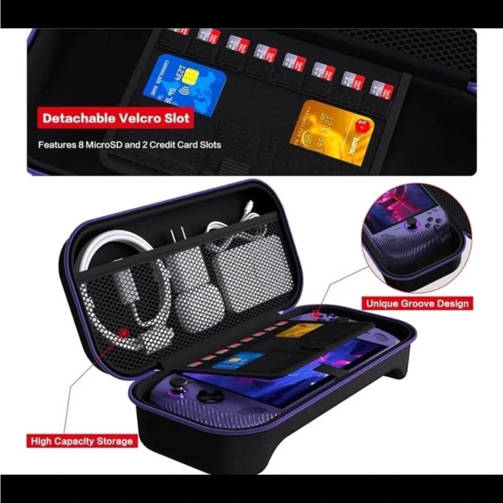 Lenovo Legion Go S/ROG XBOX ALLY X STORAGE Case-Black and Purple